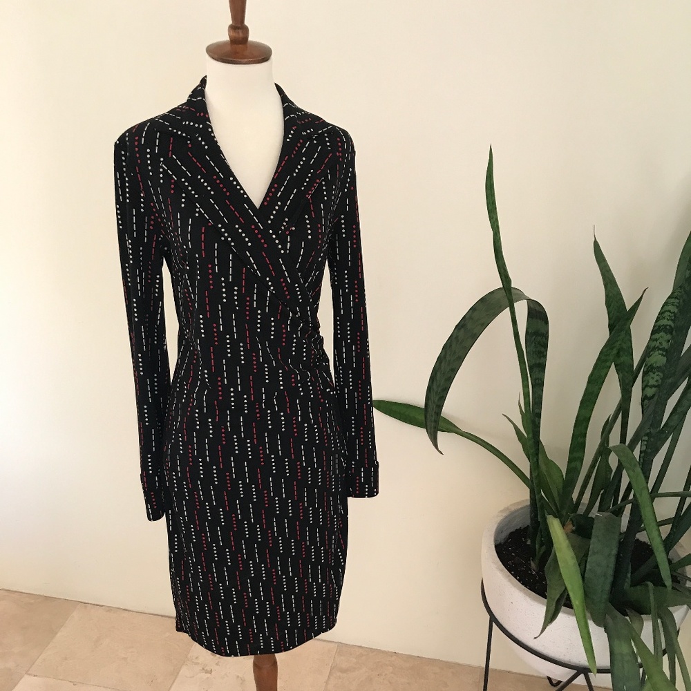 Express Black Pattern Wrap Dress